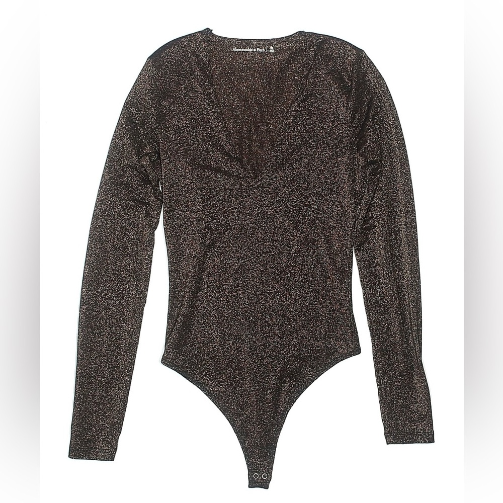 Abercrombie & Fitch Metallic Brown Shimmer Long Sleeve Bodysuit, Large